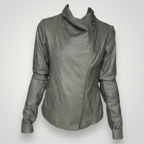 Vince Green Leather Biker Jacket 🐊 - Picture 4 of 7